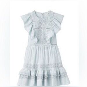 Rebecca Taylor  Blue Ruffle Lace Crochet Dress  Size 6
